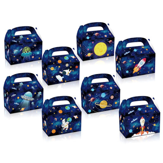 24 Pcs Outer Space Party Favors Boxes Space Paper Goodie Gift Boxes Planet Astronaut Candy Treat Box Starry Sky Galaxy Party Gift Boxes for Kids Astronaut Science Themed Birthday Parties Supplies