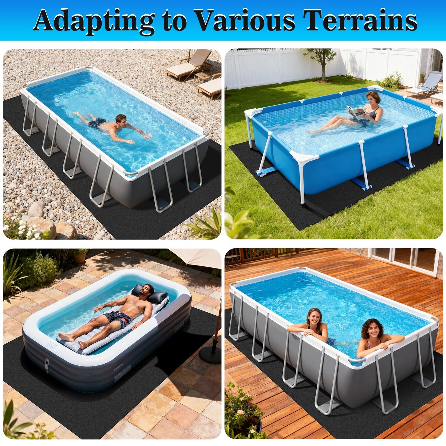 ComfyKit 15x10ft Rectangular Pool Liner Pad for Above Ground Swimming Pools,Thickened Under Pool Mat Padding,Pools Bottom Liner Protector to Prevent Punctures & Extend Liner Life