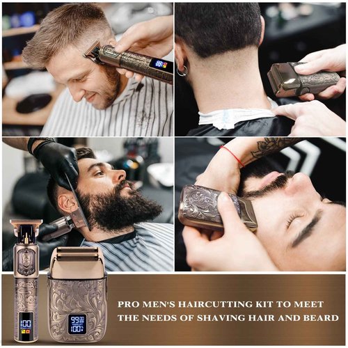 Ufree Professional Hair Clippers Set T Blade Hair Trimmers and Electric Shavers for Men Cordless Beard Trimmers, Hair Liners Clipper Electric Razor, Men’s Grooming Kit with 4 Guards