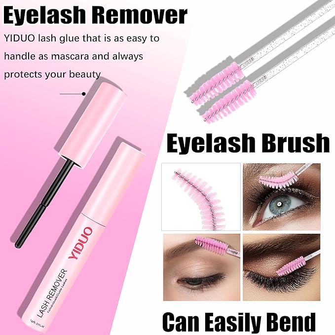 YIDUO 4 Styles Lash Clusters Kit 60D+80D+100D+150D Volume Clusters Lashes Extensions Kit with 2 X Bond and Seal 10-18mm Wispy D Curvature Full Individual Eyelash Extensions Kit DIY at Home Easily