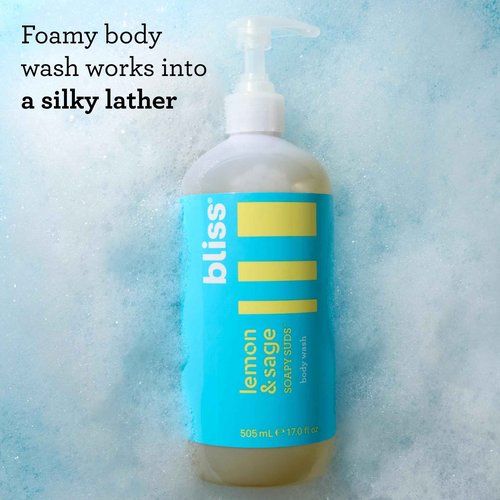 Bliss Lemon & Sage Trio: Soapy Suds Body Wash, Exfoliating Body Scrub & Lemon & Sage Body Butter – Hydrating & Nourishing for Soft, Radiant Skin
