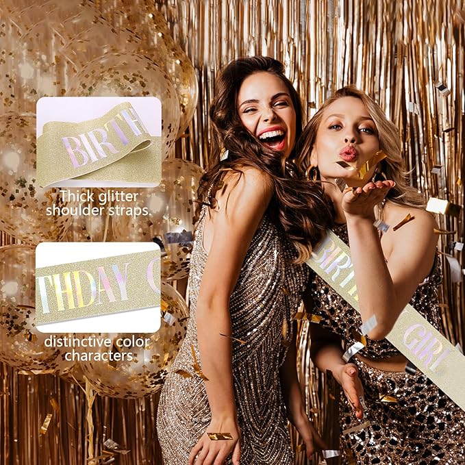 YOUlDIANZI Queen Crown Birthdays Crowns for Women, Birthday Sash, Birthday Tiara for Women Set, Princess Rhinestone Headband BirthdaysGifts for Womens, Sweet Happy Accessories