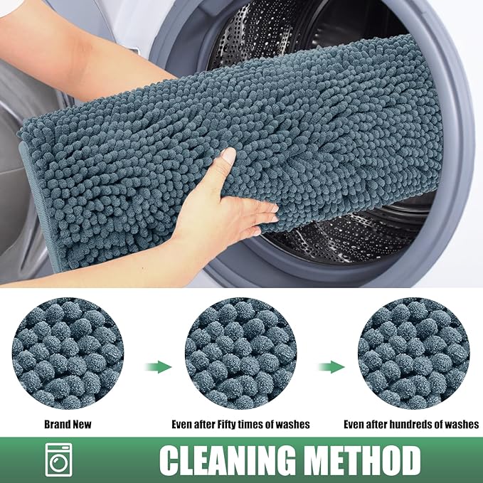 IM HOME Chenille Absorbent Outdoor Doormat 30" x 20", Washable Muddy Door Mats for Dog Non Slip Indoor Doormat Dog Mat for Muddy Paw Front Inside Doormats for Entryway Dusty Blue