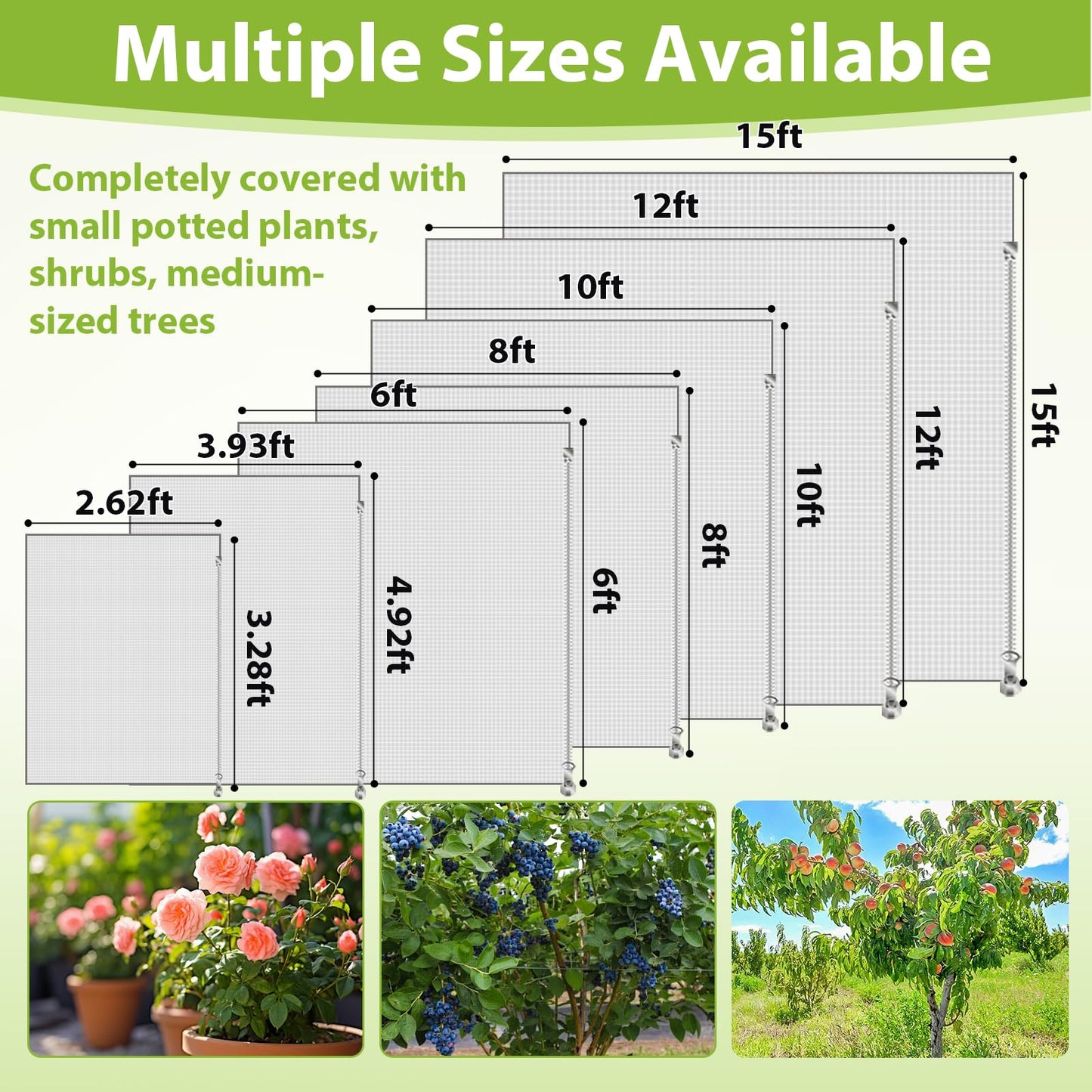 4PCS Fruit Tree Netting with Drawstring and Zipper, 3.93 * 4.92ft Blueberry Bush Netting Cover, Insect Netting for Garden, Garden Fruit Nets Protection from Anti Birds, Bugs