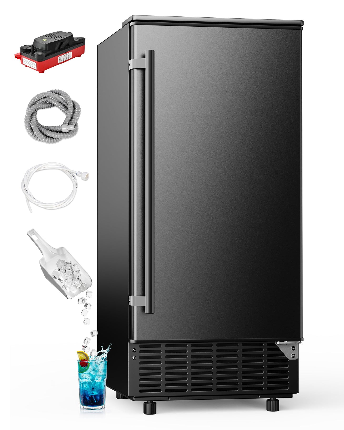 ICEVIVAL Under Counter Ice Maker with Drain Pump, 90Lbs/Day Commercial Ice Maker Machine with 25Lbs Storage Capacity, 24H Timer, Auto Clean, Built-in Freestanding Ice Machine for Home, Cafe, Bar