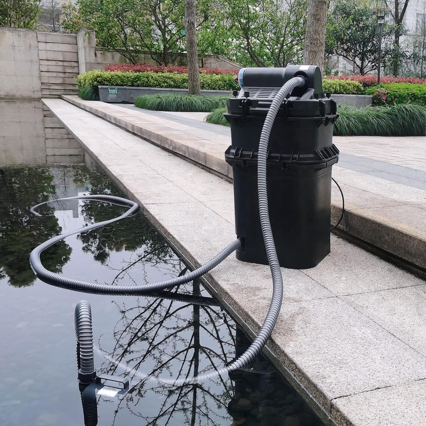 Aquadock Koi Pressure Biofilter Pond Garden Filter with Pump, Fit Up to 4800 Gallons, Model 985P