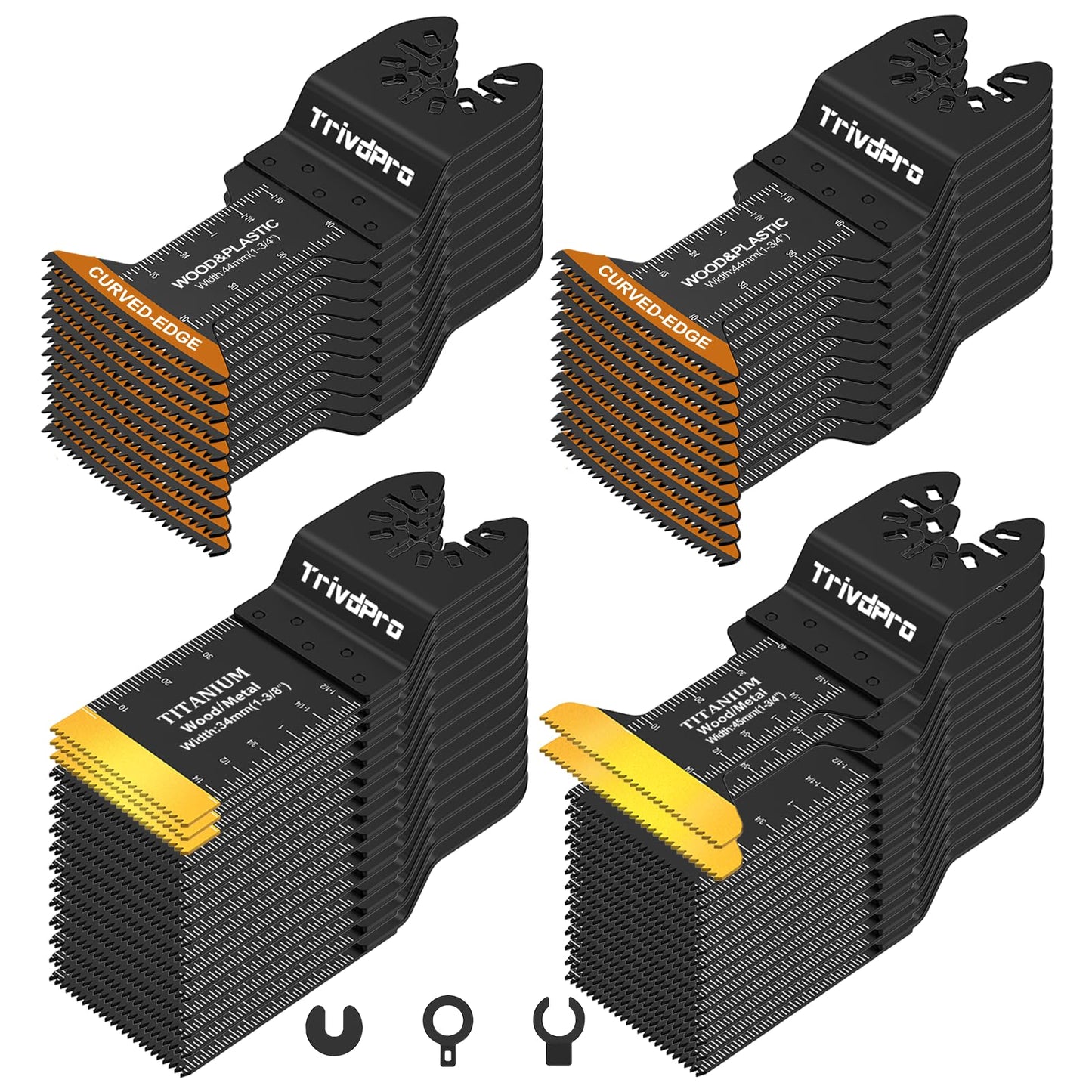 Oscillating Tool Blade Multitool Blades - TrivdPro 50pcs Multi Tool Blades Kits Oscillating Saw Blades for Metal Wood Plastic, Oscillator Blades for Multi Tool Fits Dewalt Milwaukee Ryobi Fein Bosch