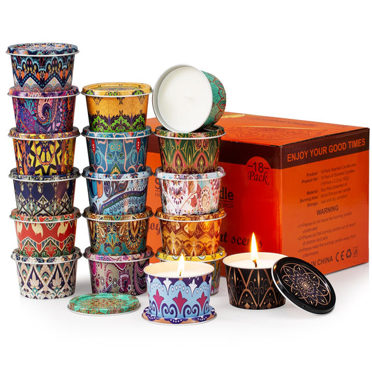 18 Pack Scented Candles Set,Soy Wax Travel Candles Bulk, Long Lasting Aromatherapy Candle Gift Set for Women, Home Fragrance, Mother's Day,Relaxation & Stress Relief