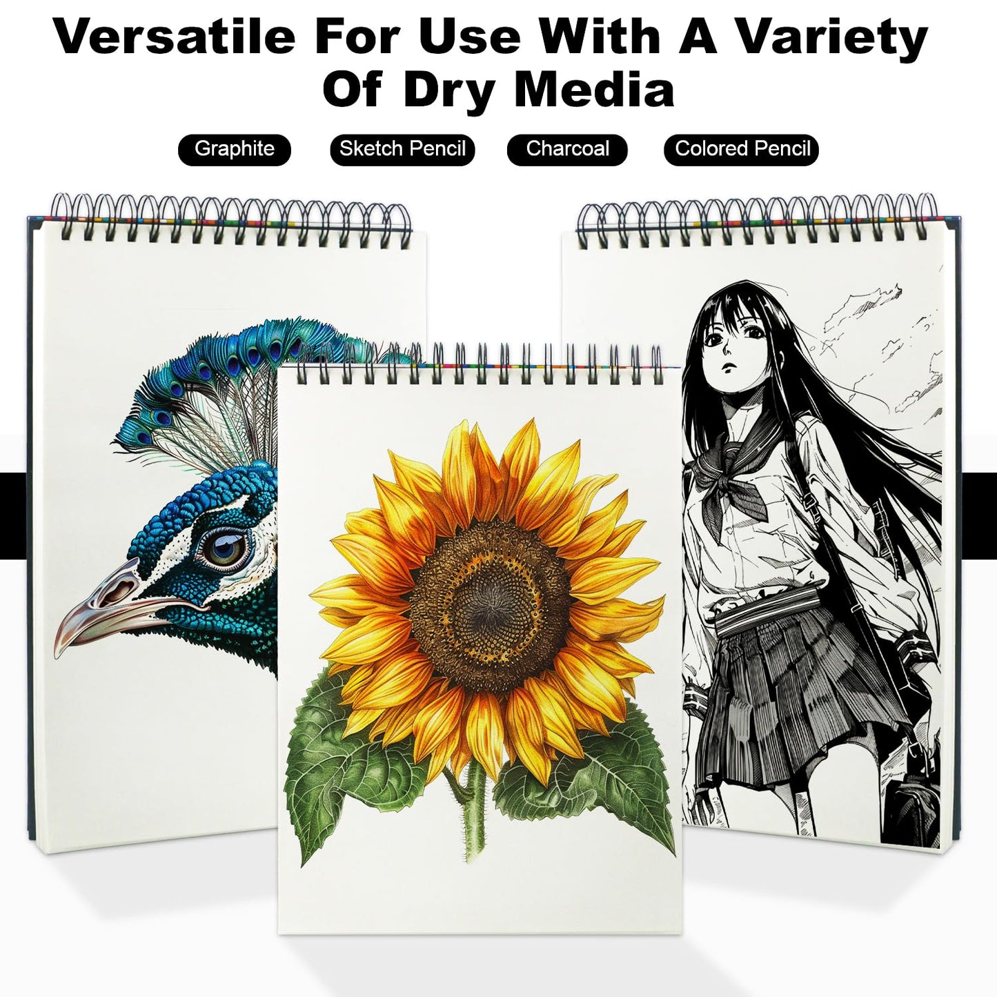 9" x 12" Sketch Book, Top Spiral Sketchbook, 100 Sheets Sketch Pad, (68 lb/100 GSM) Drawing Paper Pad, Drawing Pad for Kids, Artist Sketchbook for Drawing, Illustration & Art Supplies.