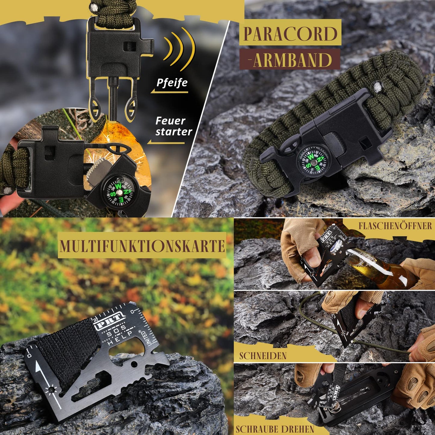 Gifts for Men Dad Husband Him, Survival Kit 14 in 1, Emergency Survival Gear and Equipment, Anniversary Birthday Gifts for Him Boyfriend, Hunting Fishing Camping Accessories, Cool Gadget