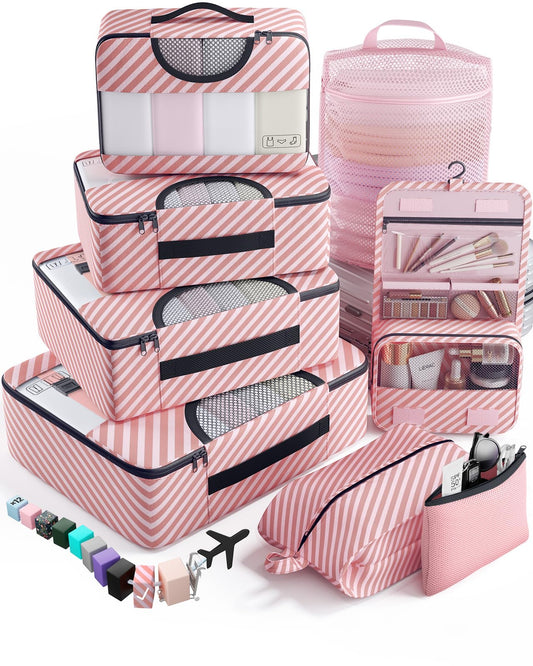 8 Set Packing Cubes for Travel Essentials, Suitcase Organizer Bags in 4 Sizes, Carry-On Luggage Accessories with Laundry Bag, Airplane Must Have, Gifts for Women Men