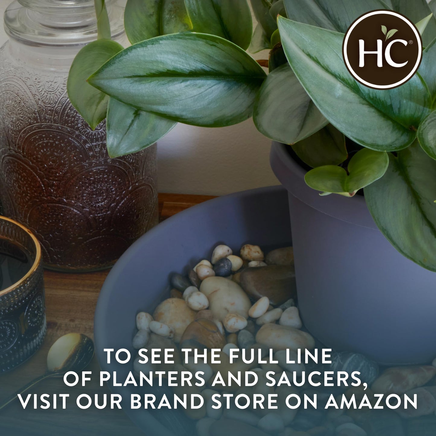The HC Companies 11.5 Inch Classic Round Planter Pots with Drainage, Rolled Rim Plastic Planters for Indoor & Outdoor Plants, 2-Pack Decorative Flower Pots for Garden, Office & Home Decor, Slate Blue
