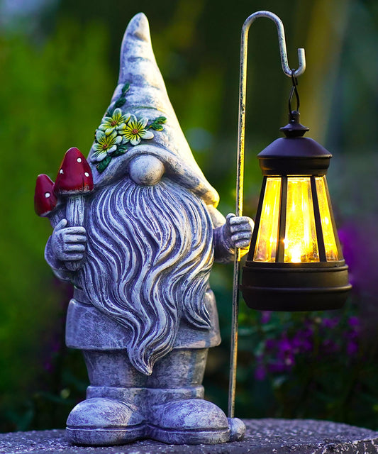 Acgarten Garden Gnome with Solar Lantern: Outdoor Statue Decorations for Home Yard Lawn Balcony Patio Porch - Mothers Day Gifts for Mom Women Grandma