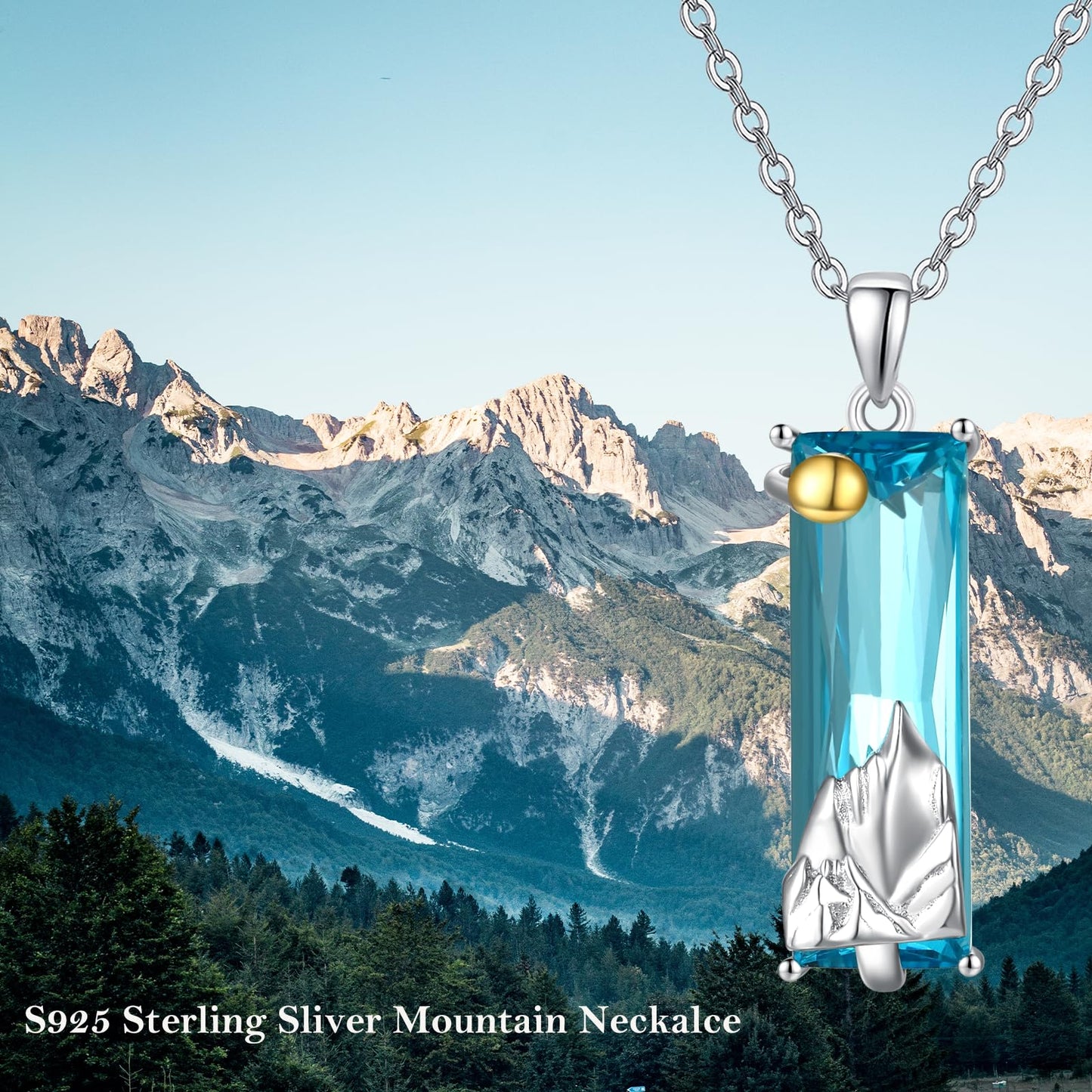 AENEAS Valentines Day Gifts for Women Her Mountain Necklace for Women 925 Sterling Silver Crystal Nature Jewelry Gift for Skiers Hikers Campers Climbers and Nature Lovers