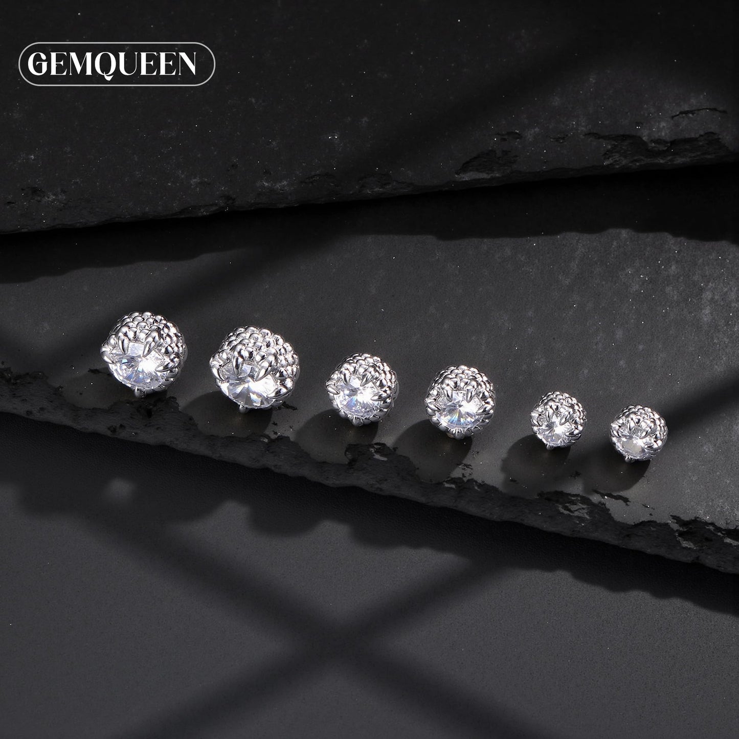 GEMQUEEN Magnetic Earrings for Men Women - 5A Shiny CZ Dragon Claw Punk Hypoallergenic Stainless Steel Non Piercing Clip on Fake Earrings Studs Silver 6.5MM Not Easy to Fall
