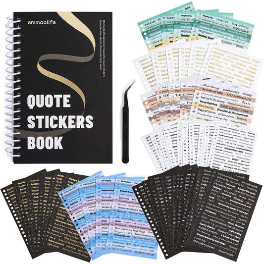 2500+ Pcs Word Stickers for Journaling, 50 Sheets Quote Sticker Gold Foil Art Scrapbook Supplies for Junk Journal, Scrapbooking Supplies for Bullet Journal Craft Small Talk Stickers for DIY Gift Card