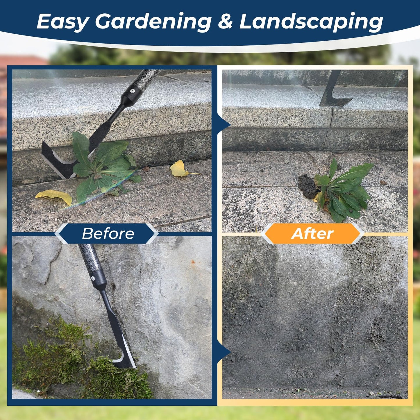 EUIJOIP Weed Remover Tool | Adjustable Metal Handle (14.5"-58.4") (Upgraded Rustproof) | Multi-Functional Garden Hook for Pavement Gaps, Moss, Bushes | Commercial-Grade Yard Maintenance Equipment