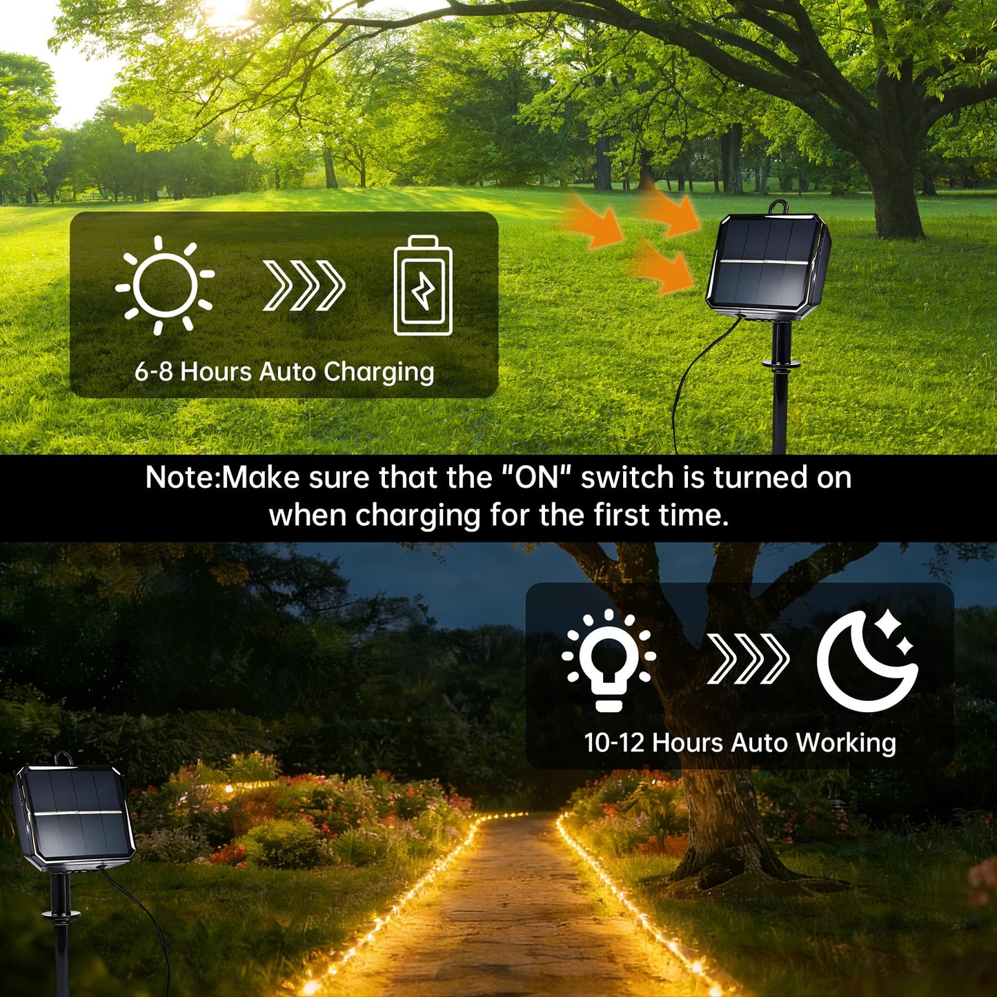 BANBANJO Solar Roep Lights for Outside, 2 Packs Total 66ft 200 LED Solar String Light with 8 Modes, Waterproof Solar Outdoor Light for Patio Garden Party Tree Proch Pool Holiday Xmas Decor-Warm White