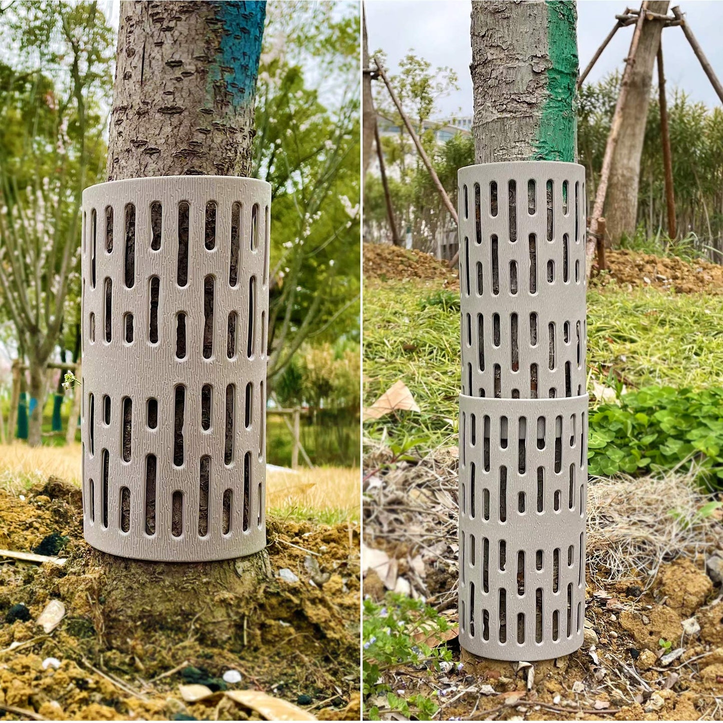 10 Pack Plastic Tree Trunk Protectors - Easy Flexible Guards With 20pcs Zip Ties, Expandable Nursery Mesh Bark Plant Protector for Preventing Damage From Trimmers, Mowers, Rodents