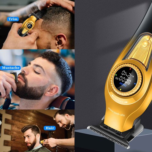 KEMEI Professional Hair Clippers for Men, Cordless Barber Clippers with LED Display and Charging Base, T-Blade Hair Trimmer, KM-2242 Blue, KM-1677