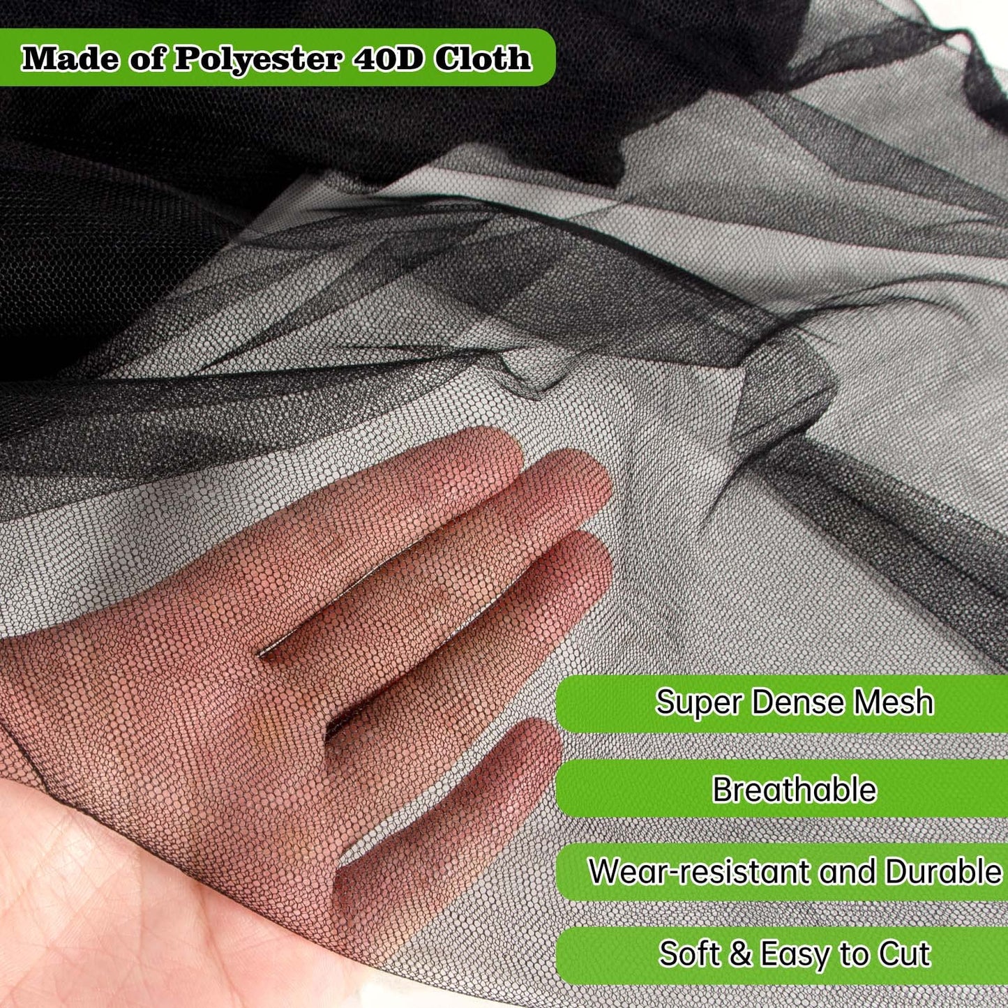20 x 10 Ft Mosquito Netting for Garden Patio, Breathable Mesh Net for Bird and Insect Protection, Plant Cover for Vegetables, Fruits and Flowers, 3x6m Black