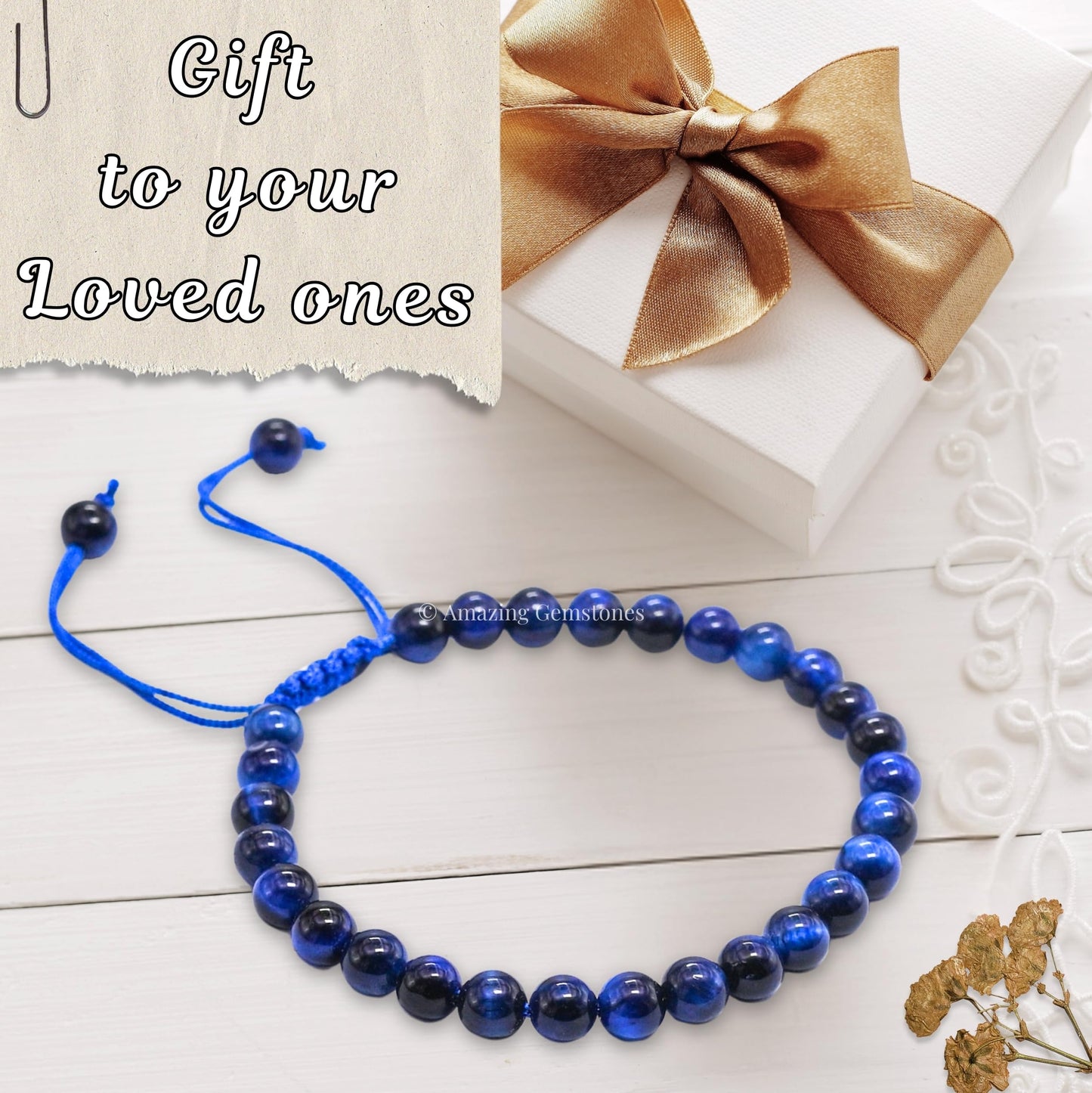 Amazing Gemstone Blue Cats Eye Bracelet for Women Men's Gifts - Protection Healing Crystal Bracelet - 6mm Gemstone Beaded Adjustable Bracelet Pulseras Para Hombres Mujer Stocking Stuffers