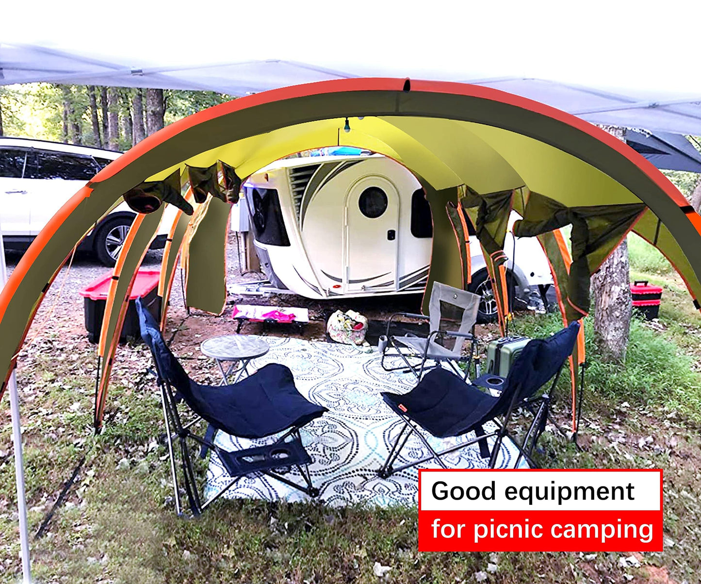 Car Canopy Tent Large Camping Shade for 8-10 Person Family Tent Picnic, BBQ, Friends Gathering Waterproof Windproof Lightweight Easy Setup 15 * 10 FT