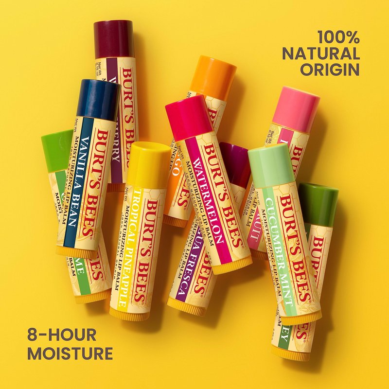 Burt'S Bees 100% Natural Moisturizing Lip Balm, Pomegranate With Beeswax And Fruit Extracts, 0.15 Ounce