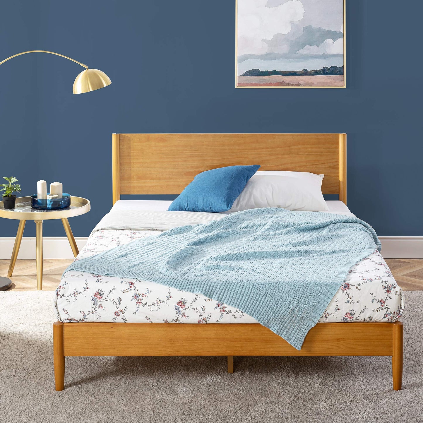 ZINUS Allen Mid Century Wood Platform Bed Frame/Solid Wood Foundation/Wood Slat Support/No Box Spring Needed/Easy Assembly, King