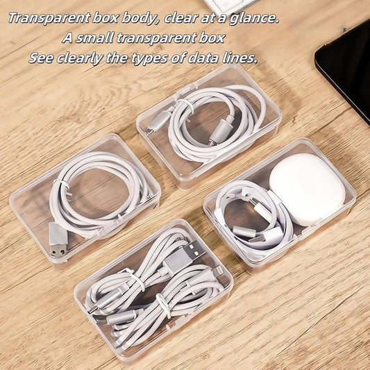 2 Pcs 11 Box Cable Organizer Storage Box, Desktop Cable Management with Switch, Power Cord Organizer for Office,Home,Desk Accessories Storage Stationery Supplies and Accessories（Clear）