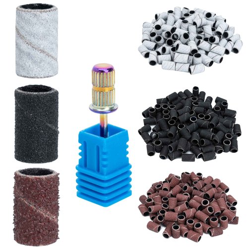 Delanie Nail Drill White & 300Pcs Sanding Bands Bundle
