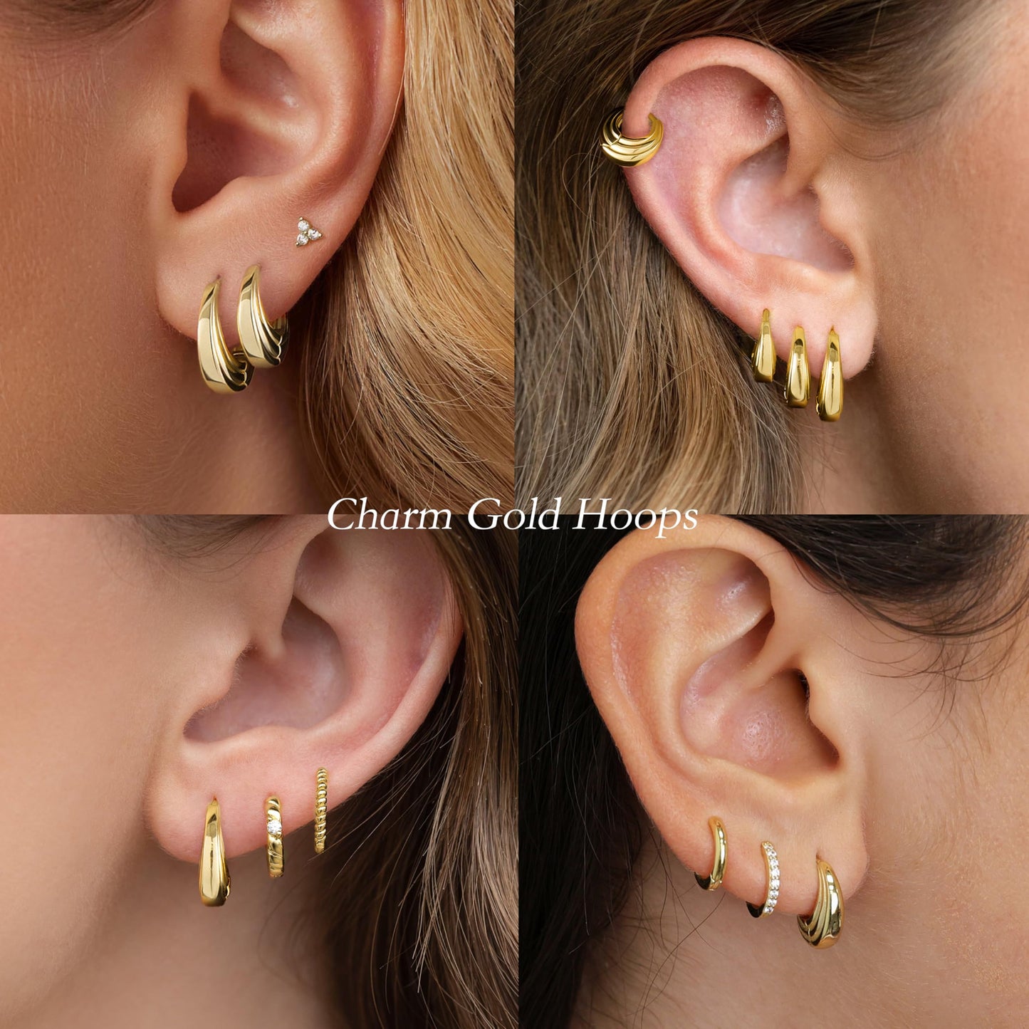 Gold Hoop Earrings Set for Women Gold Huggie Cartilage Clip On Earrings Set for Multiple Piercing Lightweight Jewelry Gifts