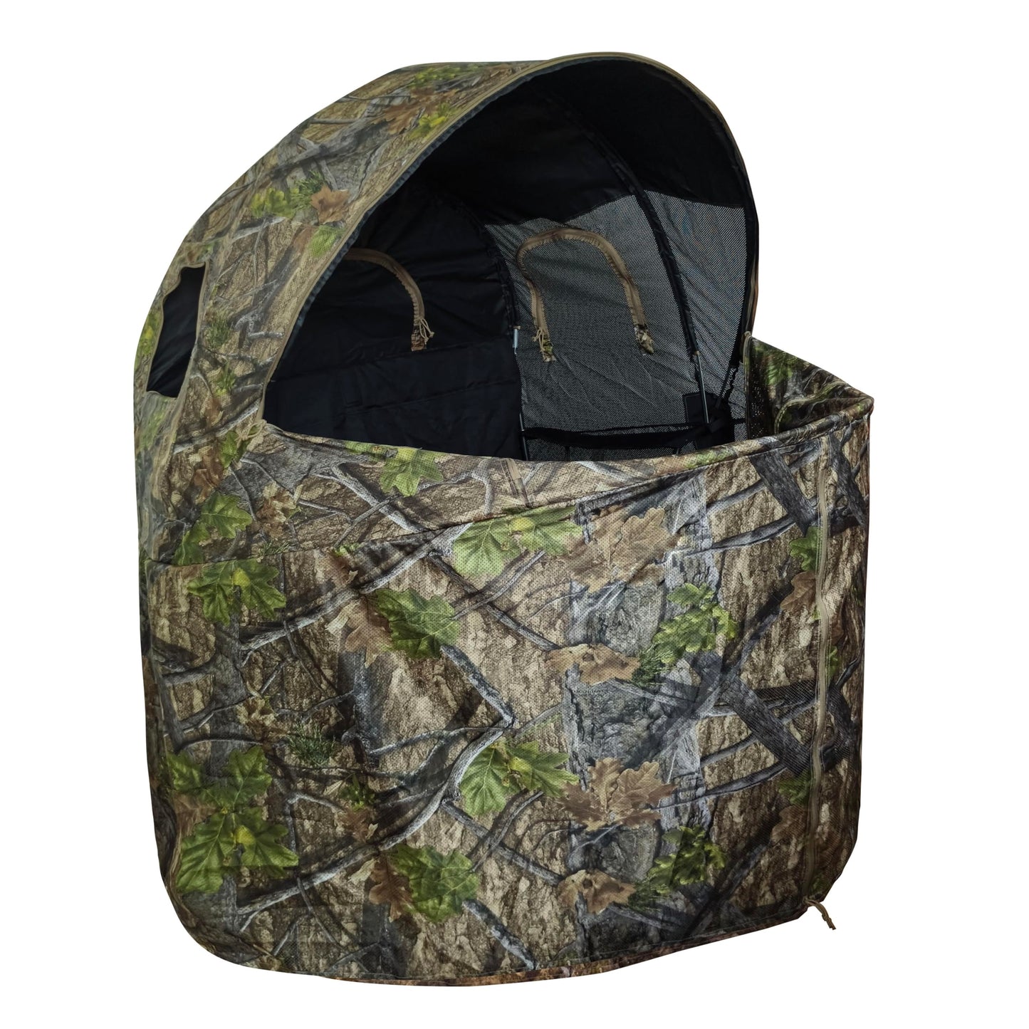 2-Person See-Through Hunting Ground Blind with Dual Built-in Chairs – Pop-Up Camouflage Tent for Deer Turkey, and Game Hunting