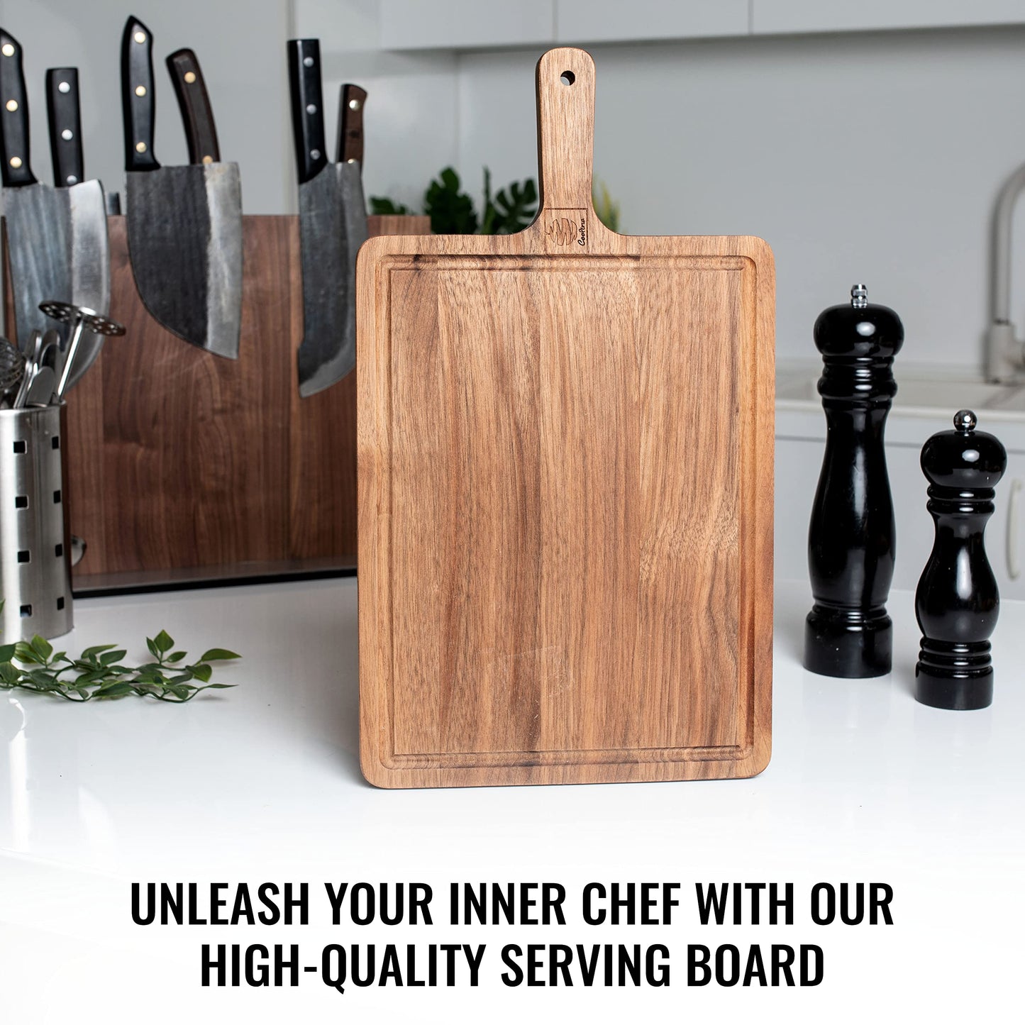 COOLINA Walnut Chopping Board - 12x9x1 Inch Charcuterie & Serving Tray for Meats, Vegetables, Cheese & More - Durable, Elegant Walnut Wood Cutting Board
