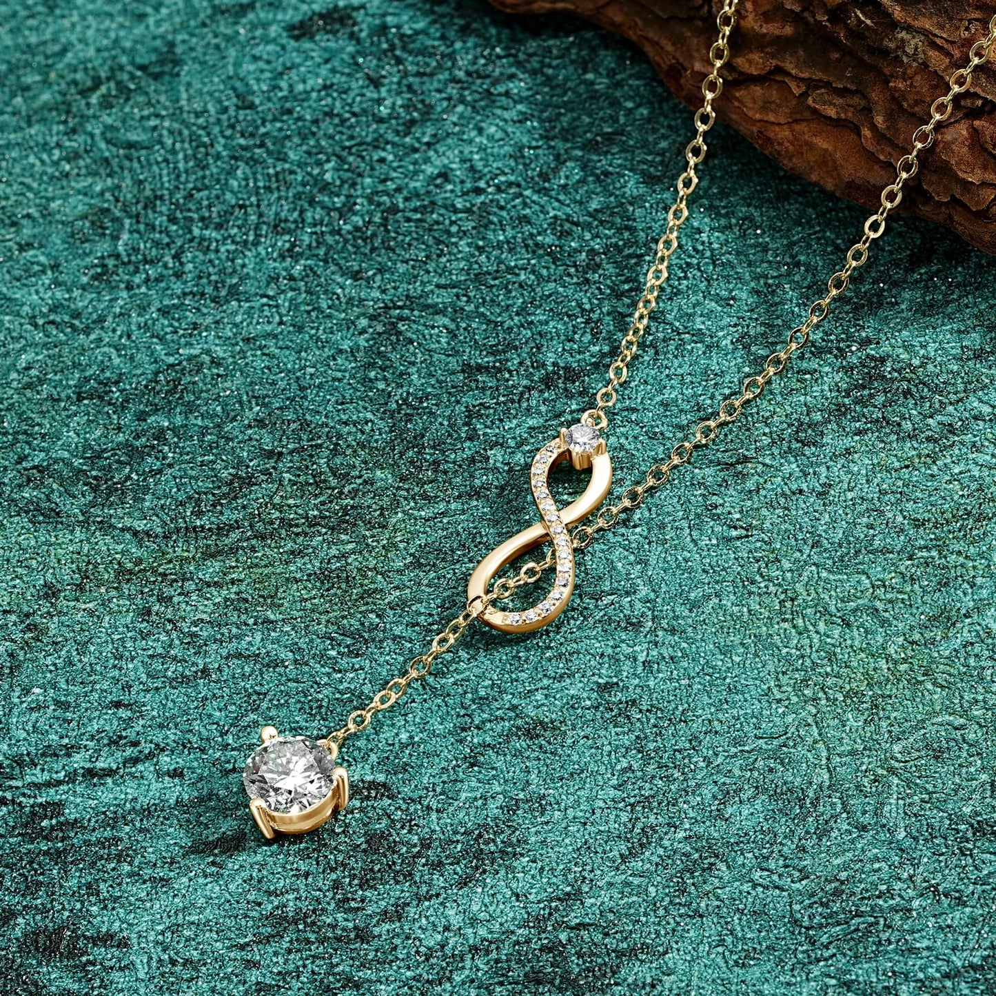AINUOSHI Twist Infinity Y Necklace Moissanite Pendant Lariat Necklace For Women 925 Sterling Silver Dainty Drop Necklaces 1.26CT with Certificate of Authenticity D Color VVS1 Birthday Prom Anniversary Christmas Valentine's Day Gifts 16 to 20 Inch 14K Gold