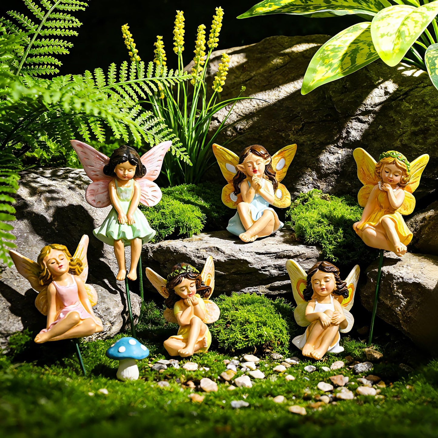 U WONDERFUL Miniature Fairy Figurines - 6Pcs Mini Fairies for Fairy Garden & Tiny Elf Garden Accessories for Home Outdoor Yard Lawn Supplies Flower Pot Decor