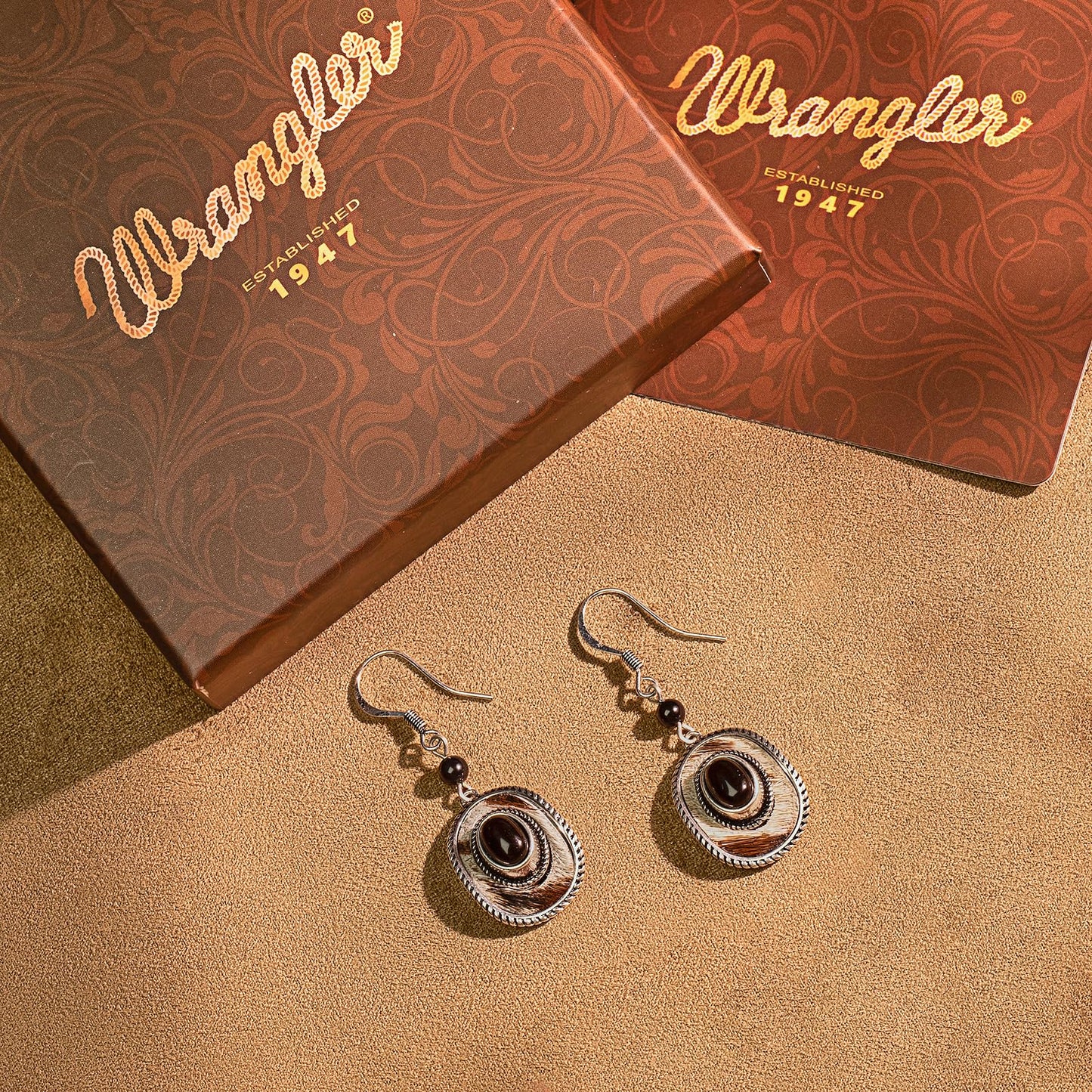 Wrangler Western TearDrop Dangle Earrings for Women Country Statement Genuine Horsehair Turquoise Vintage Cowgirl Cowboy Jewelry (Silver-Black A)