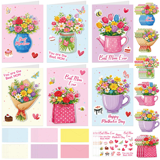80UncleKimby 28Sets Mother’s Day Crafts Card Making Kit DIY 3D Cards with Envelopes Arts Craft Classroom Exchange Party Favors Bulk Supplies