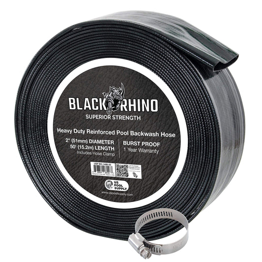 U.S. Pool Supply Pool Backwash Hose 2 Inch Diameter x 50 Feet - Discharge Hose for Pump, Sand Filter & Sump Pump Hoses - Burst Resistant Lay Flat Drainage Hoses for Inground & Above Ground Pools