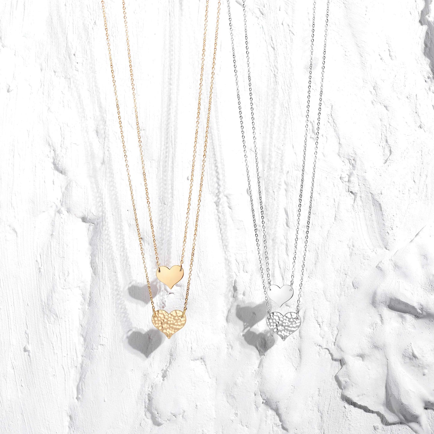 MEVECCO Layered Heart Pendant Necklace,18k Gold Plated Love 2 Heart Love Tiny Dainty Layering Pendants Necklaces Jewelry for Women