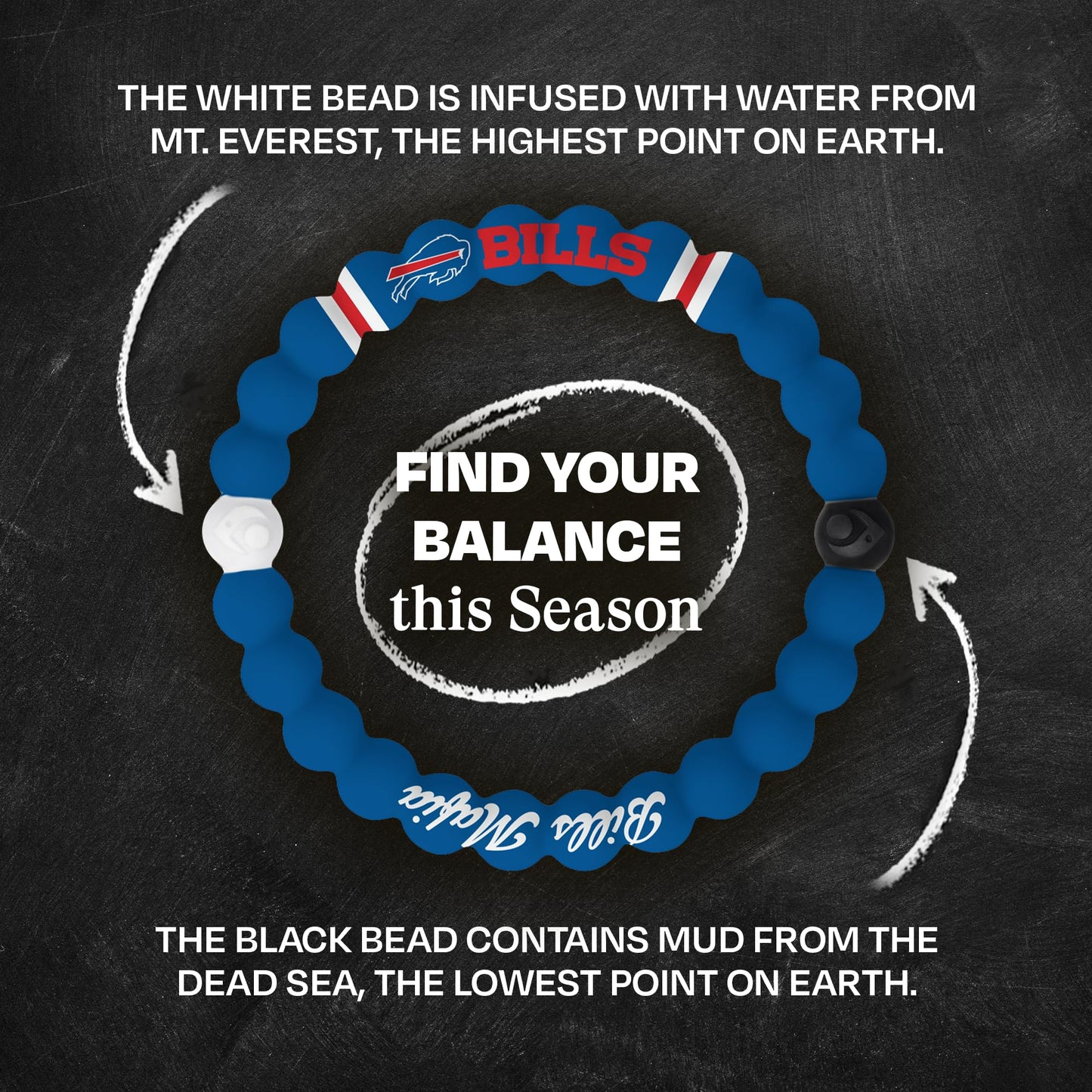 Lokai NFL Football Collection Silicone Beaded Bracelet, Buffalo Bills Classic (Medium) - Beaded Bracelet for Women & Men, Silicone Jewelry Bracelet Slides-On for Comfortable Fit