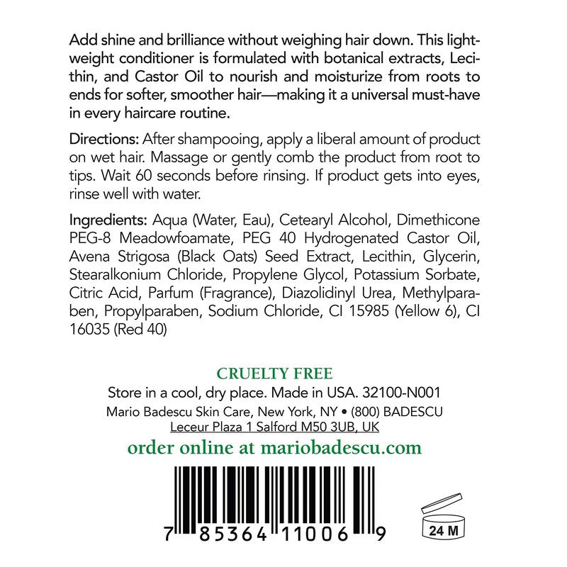 Mario Badescu Hair Rinsing Conditioner - Lightweight Conditioner that Nourishes and Conditions With Castor Oil - Daily Hair Care for Smoother, Shinier Strands, 8 Fl Oz