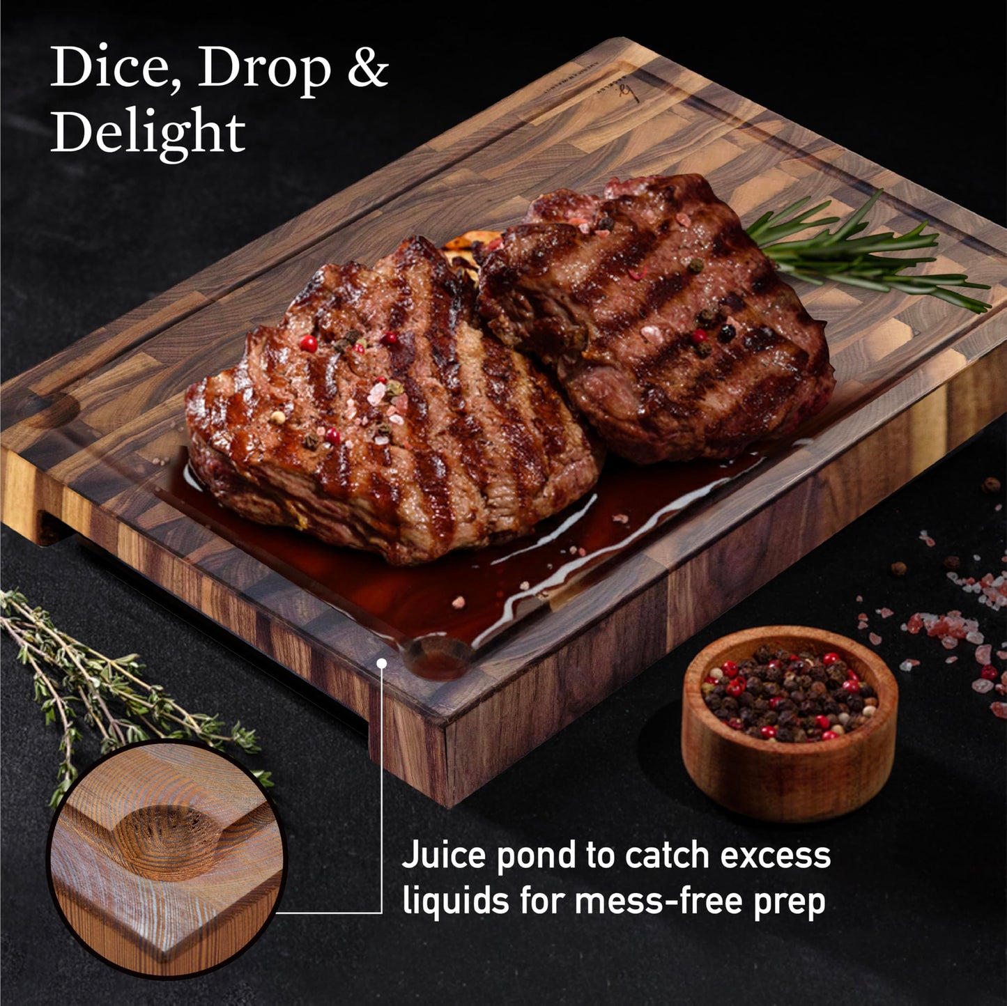 Cutting Board – Non Toxic End Grain Butcher Block with Handle, Charcuterie Boards, Cheese Board For Kitchen And Dining – Kitchen Must Haves Chopping Block - Food Safe Finishing - 2.5" x 15" x 20"