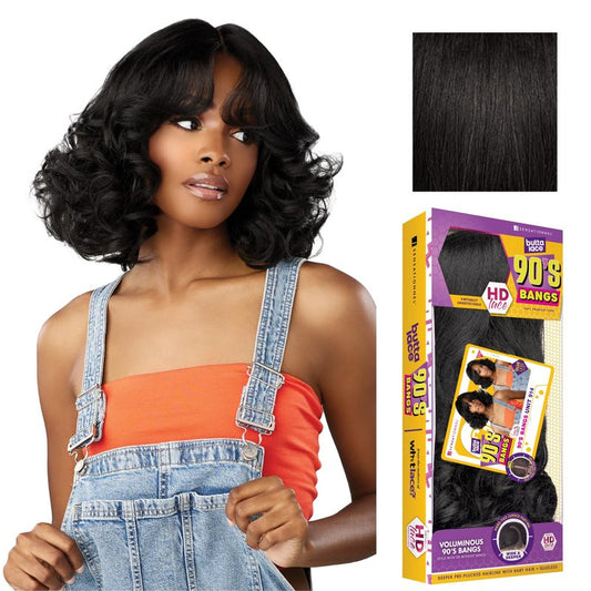Sensationnel Butta Lace 90Sbangs Wigs - Unit 914 Glueless Wide Deep Part Synthetic Preplucked Hairline (1B OFFBLACK)