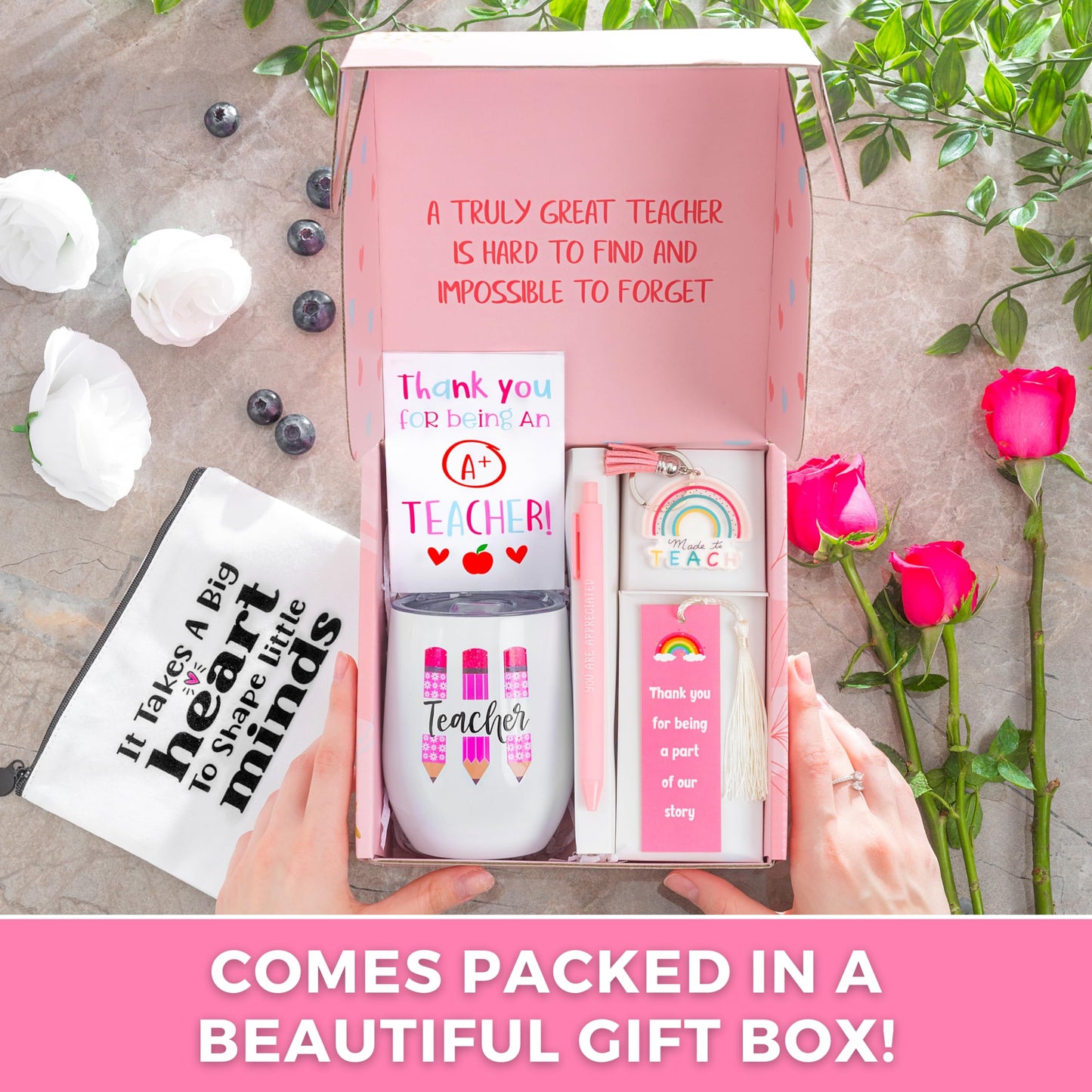 Beautiful Teacher Gifts For Women - 6 Pcs Teacher Gift Box, Teacher Christmas Gifts, Teacher Appreciation Gifts, Gifts For Teacher Birthday, Best Teacher Gift Basket