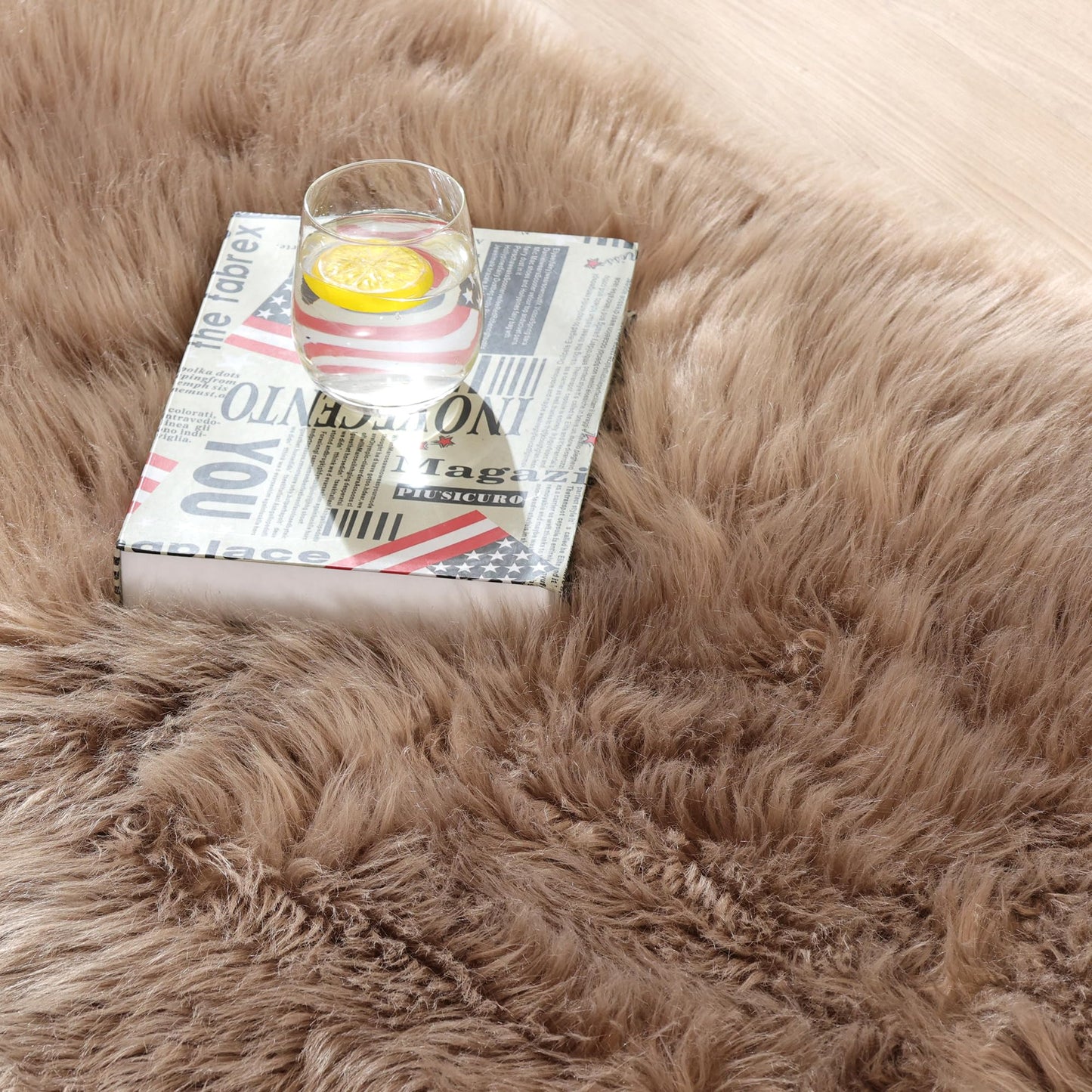 ORINOVA Beige Area Rugs for Living Room Bedroom Nursery 9X12 Washable Faux Sheepskin Fluffy Fur Rug Kids Room Decor Soft Cozy Home Décor