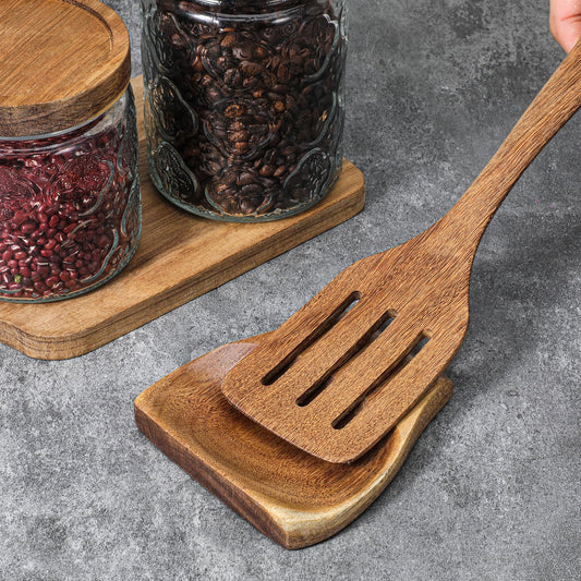 Acacia Wooden Spoon Rest Holder, Wooden Spoon Rest for Stove Top Heat-Resistant Spoons Rests Smooth Spoons Holder for Kitchen Counter Spatula, Ladles, Forks, Tongs Rests