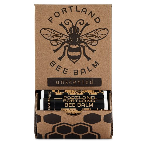 Portland Bee Balm All Natural Handmade Beeswax Based Lip Balm, Unscented 24 Count