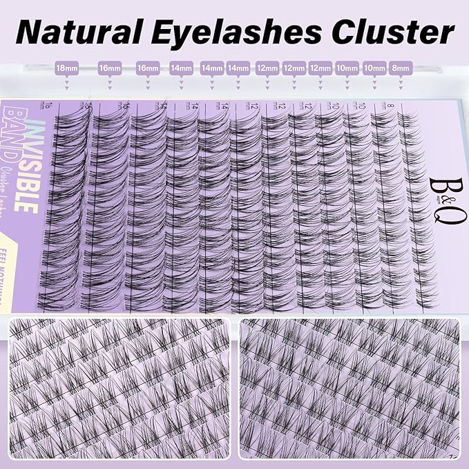 B&Q Flora Eyelash Clusters Kit - Velure DIY Lash Extension Kit at Home Beginner-Friendly Natural Lashes, 120pcs 8-18mm Wispy Clusters with 0.3mm Invisible Band & Waterproof, Daily Collection