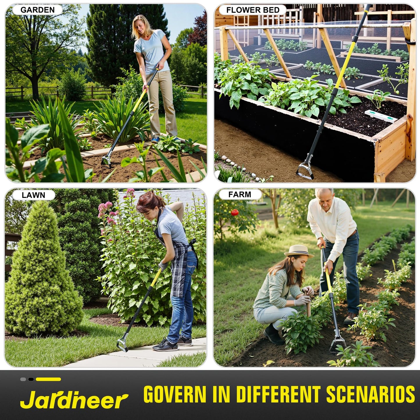 Jardineer Garden Hoe with Long Handle, Scuffle Hoe for Weeding, Stirrup Hoes for Flower Beds,Yards(64 inches)